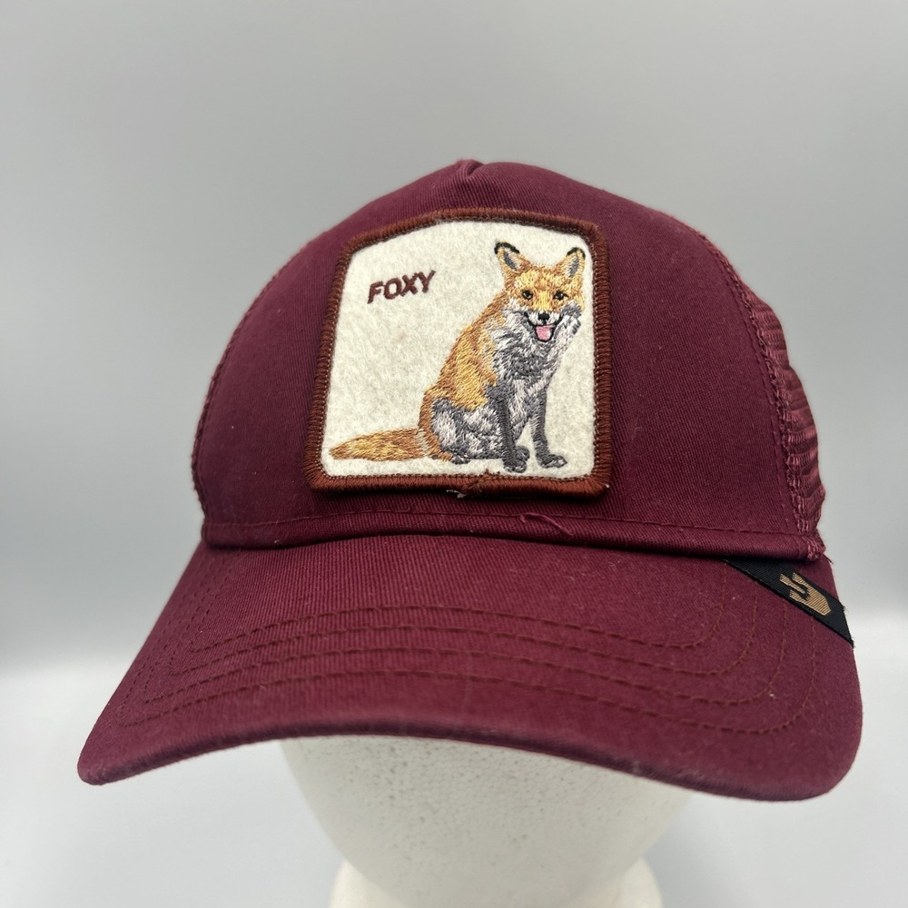 Goorin Bros Fox Farm Trucker Baseball Mesh Maroon Snapback Hat Cap FOXY One Size